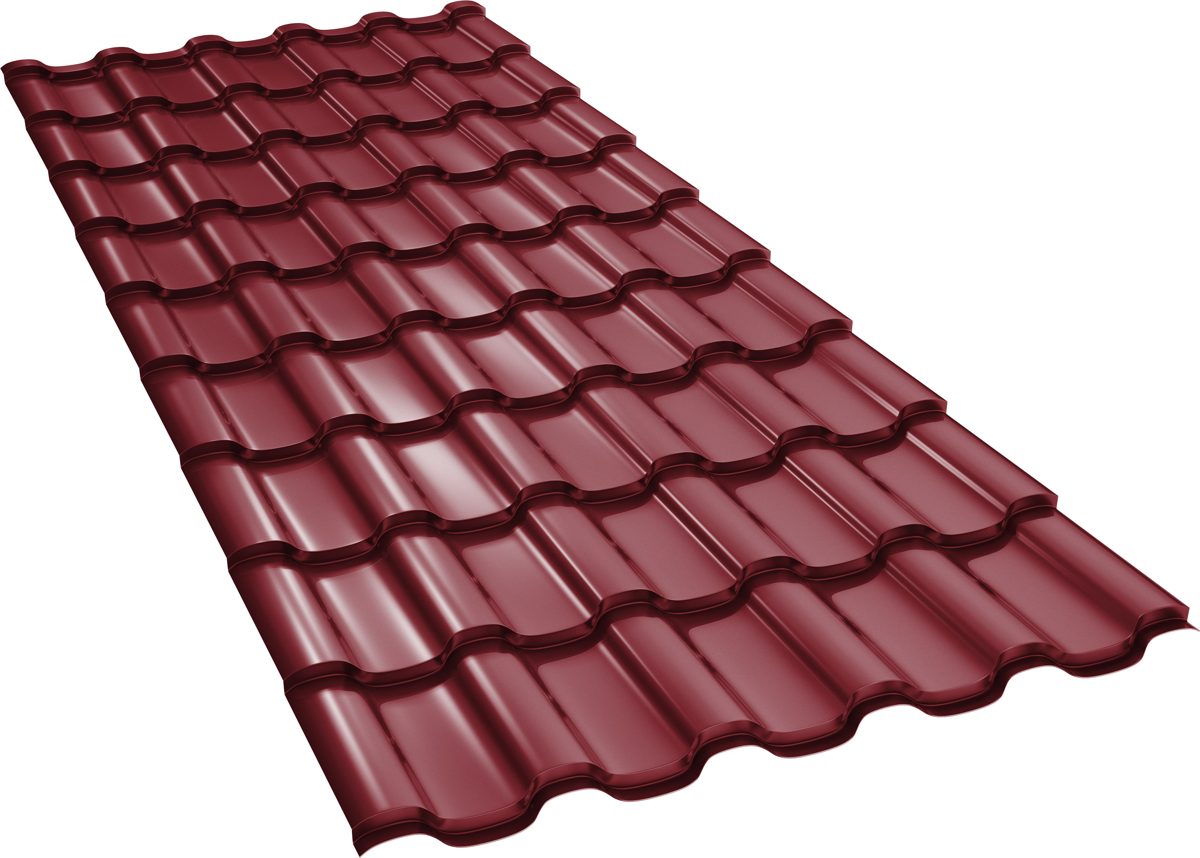 Țiglă metalică BILKA Iberic lucios, RAL 3005 vișiniu